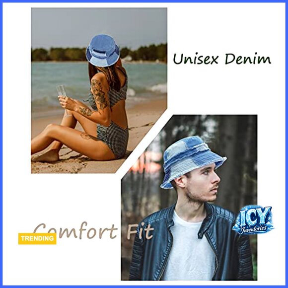 Denim Bucket Hat Packable Summer Beach Sun Hat Unisex Travel main image 5